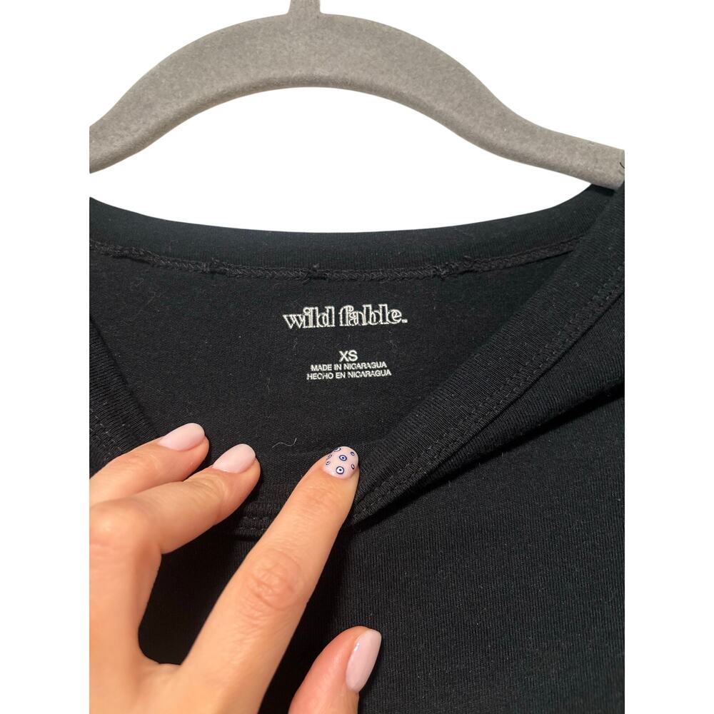 Wild Fable Black Cropped T-Shirt Women’s XS Short Sleeve Cotton Blend Basic Tee - Picture 3 of 5